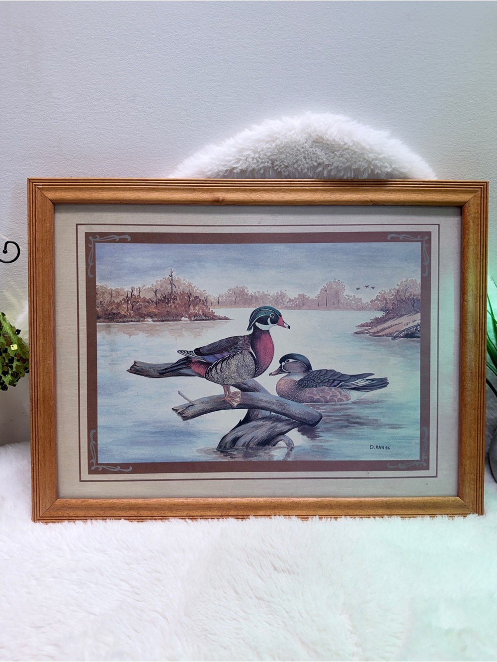Framed Duck Print Wall Art in Soft Neutrals & Wood Frame 🖼️